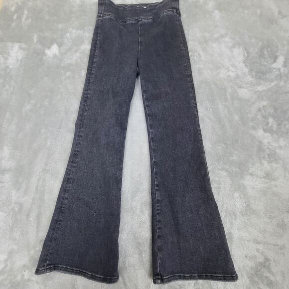 Frame Jetset Crop Mini‎ Boot Sheen Noir Black Stretch High Rise Bootcut 0 - Picture 1 of 11